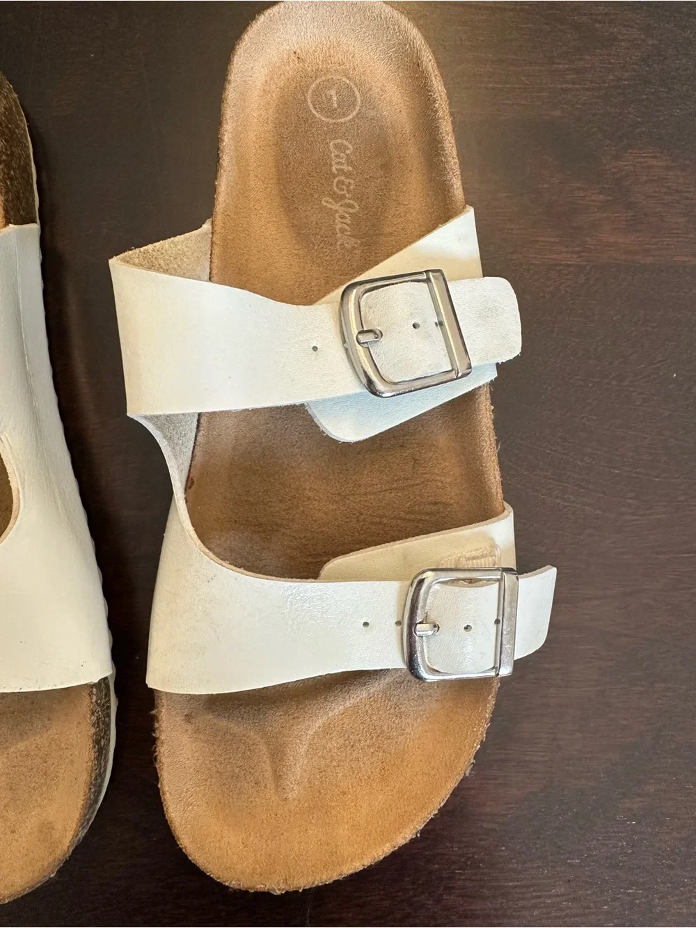 Kids Cat & Jack White Slide Sandals with buckles